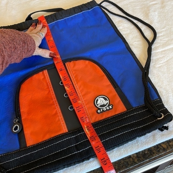 FREE w/purchase Crocs cinch bag athletic back pack orange blue draw string - Picture 12 of 13